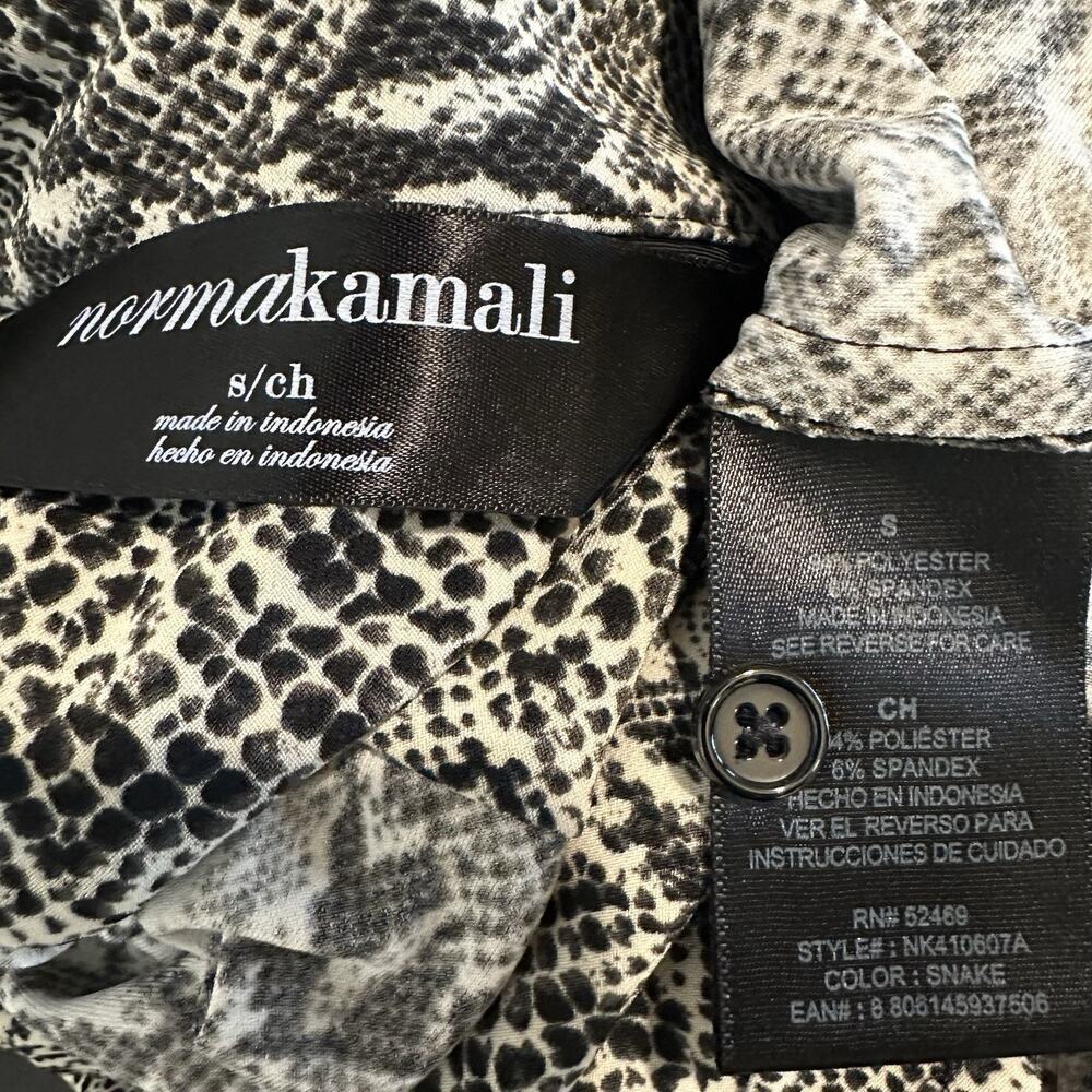 Norma Kamali Snakeskin Long Sleeve Dress Bodycon Button Up Gray Jersey Stretchy - Picture 9 of 13